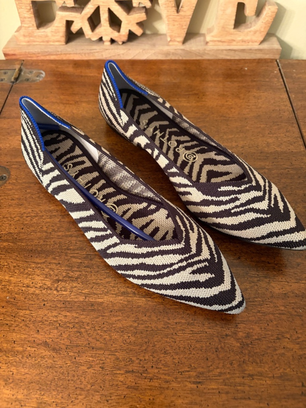 ROTHY’S  8.5 Zebra-Print Pointed Toe Women’s Flats - Black & Off White NEW